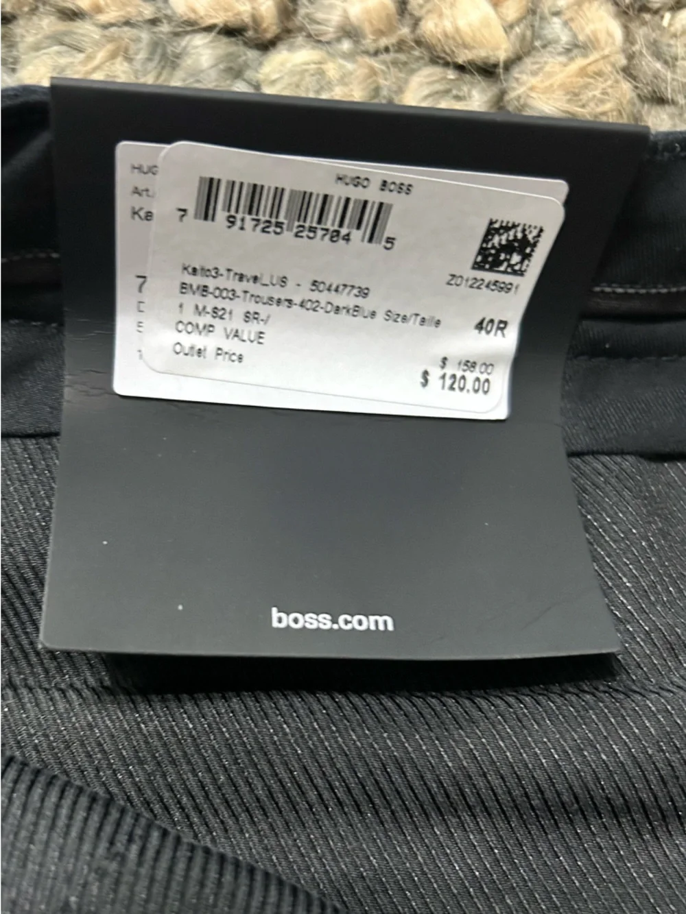 Hugo Boss Travel Men's Dark Navy Blue Dress Trousers pants